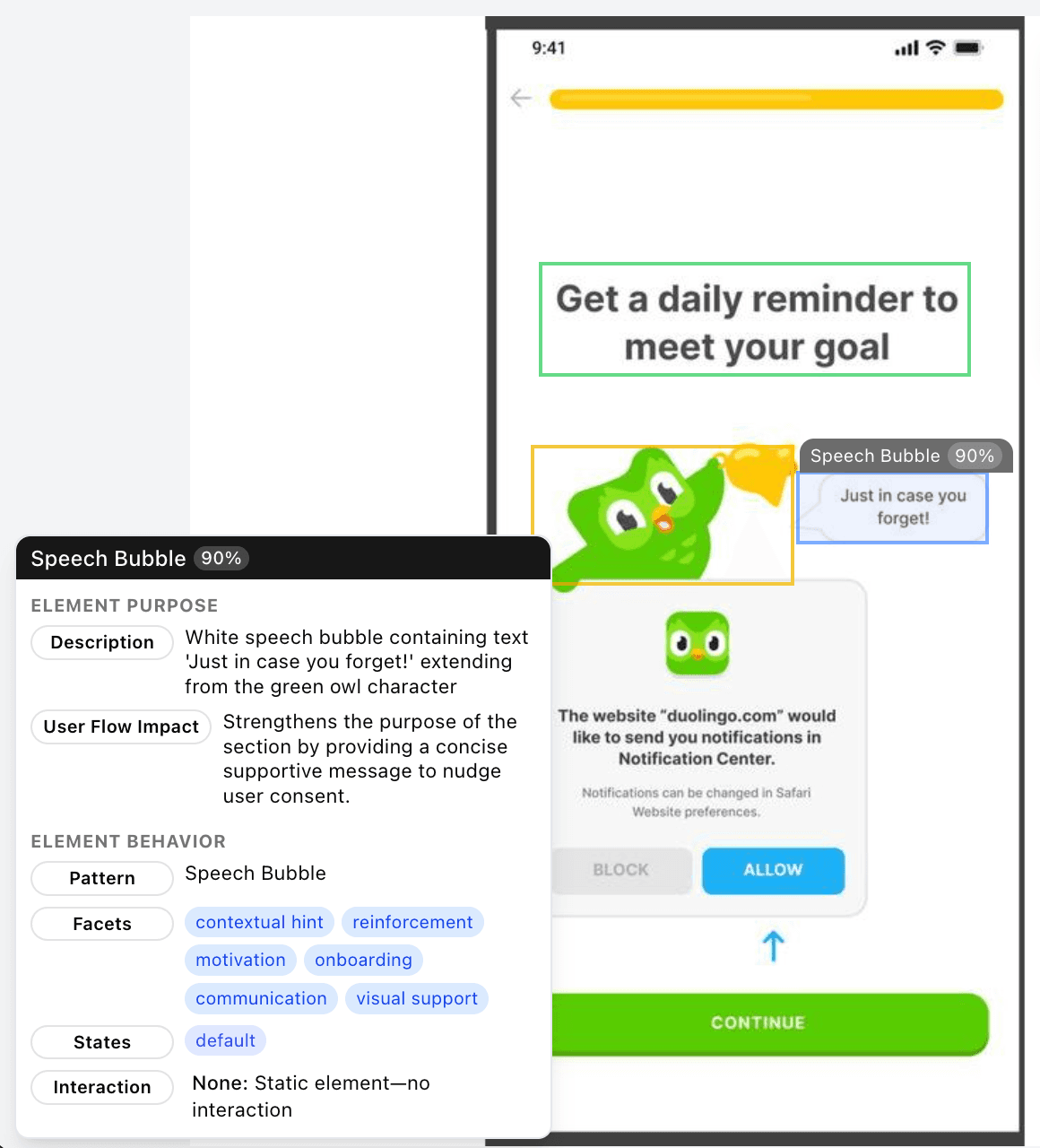 Duolingo speech bubble UI